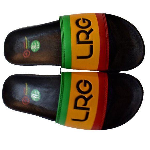 Lrg | Shoes | Lifted Research Group Lrg Mens Rasta Stipe Black Slides ...